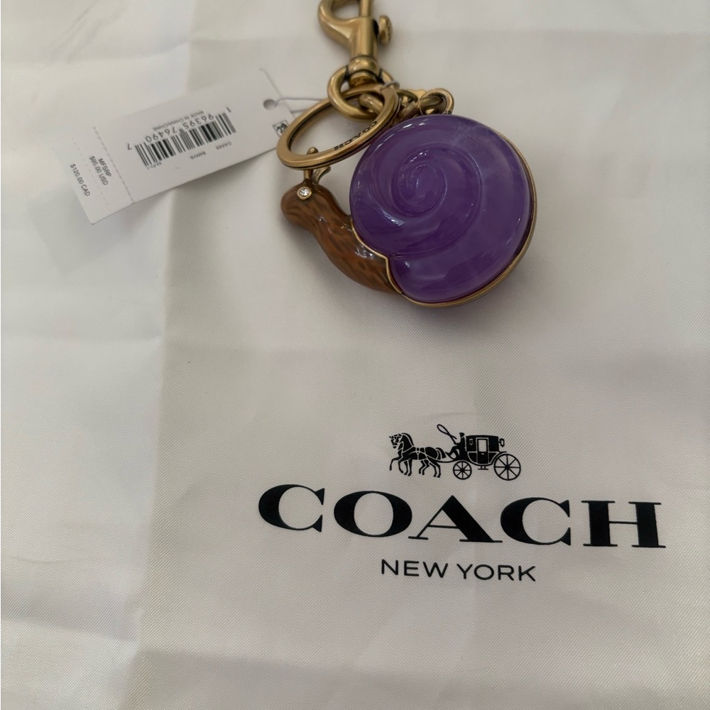 Coach Lavender Snail Keychain with Gold Details